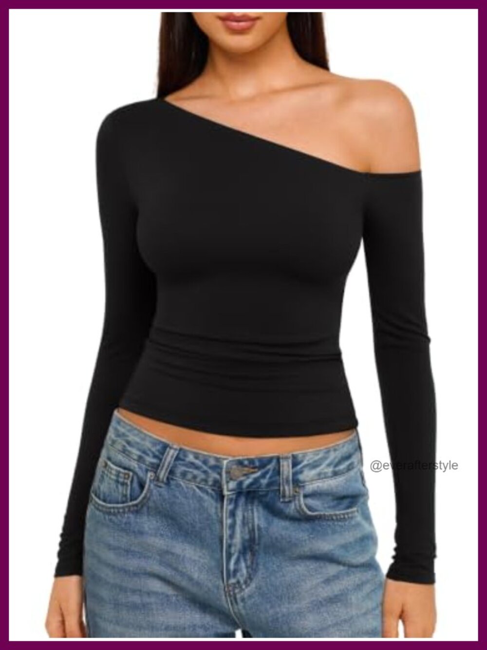 Womens Off Shoulder Long Sleeve Slim Fit Stretch Blouse